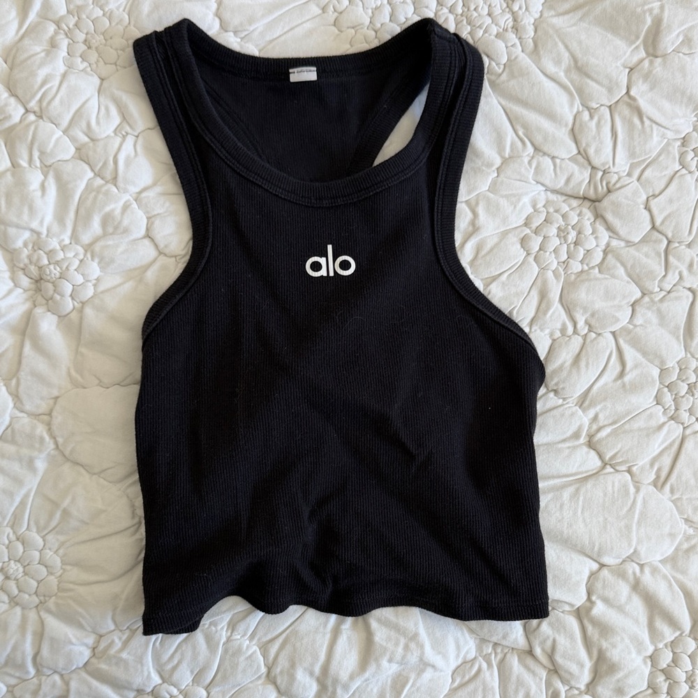 ALO Yoga Black Ribbed Tank Top